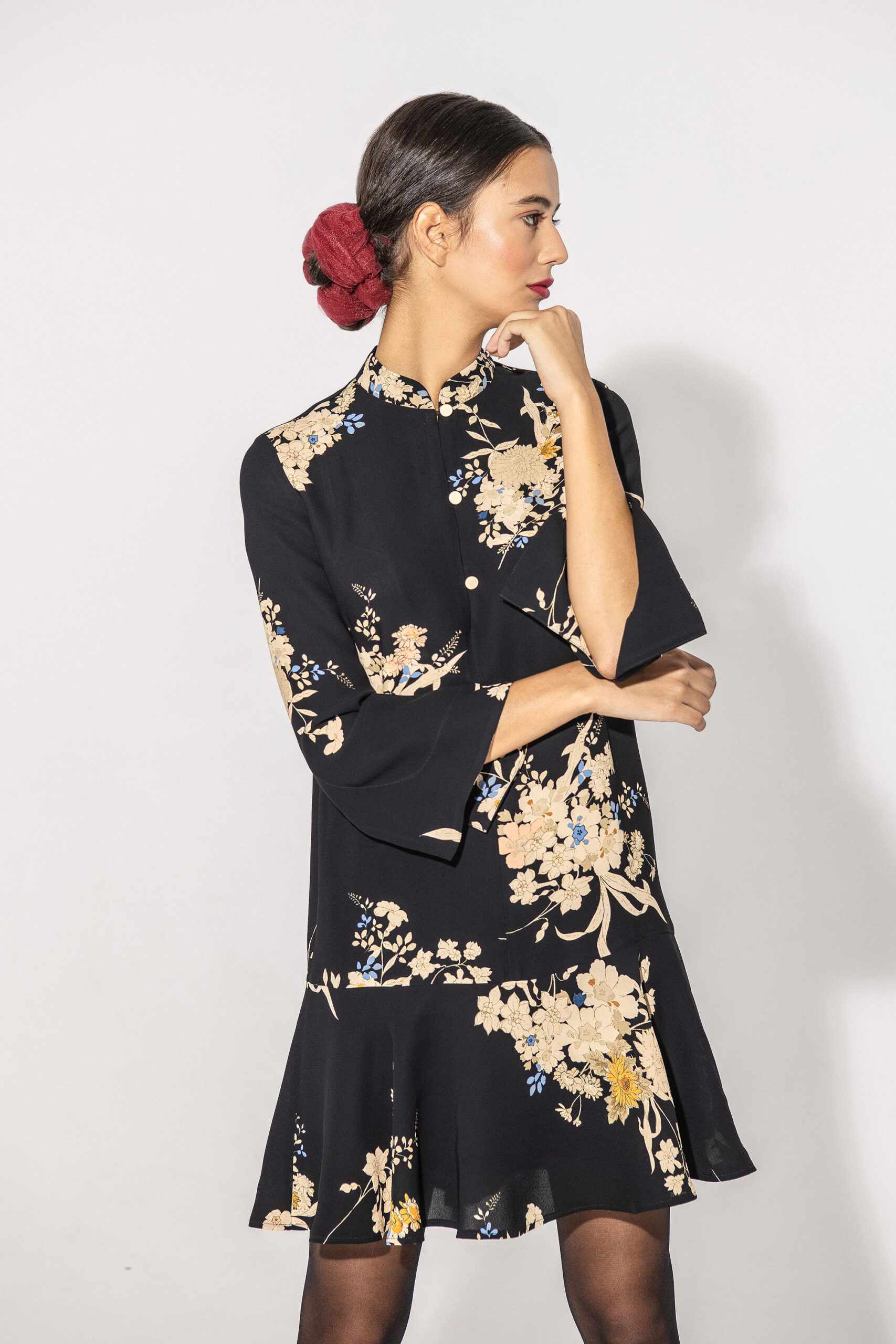Asian cut dress viscose georgette fabric crop scaled • Sassa Björg