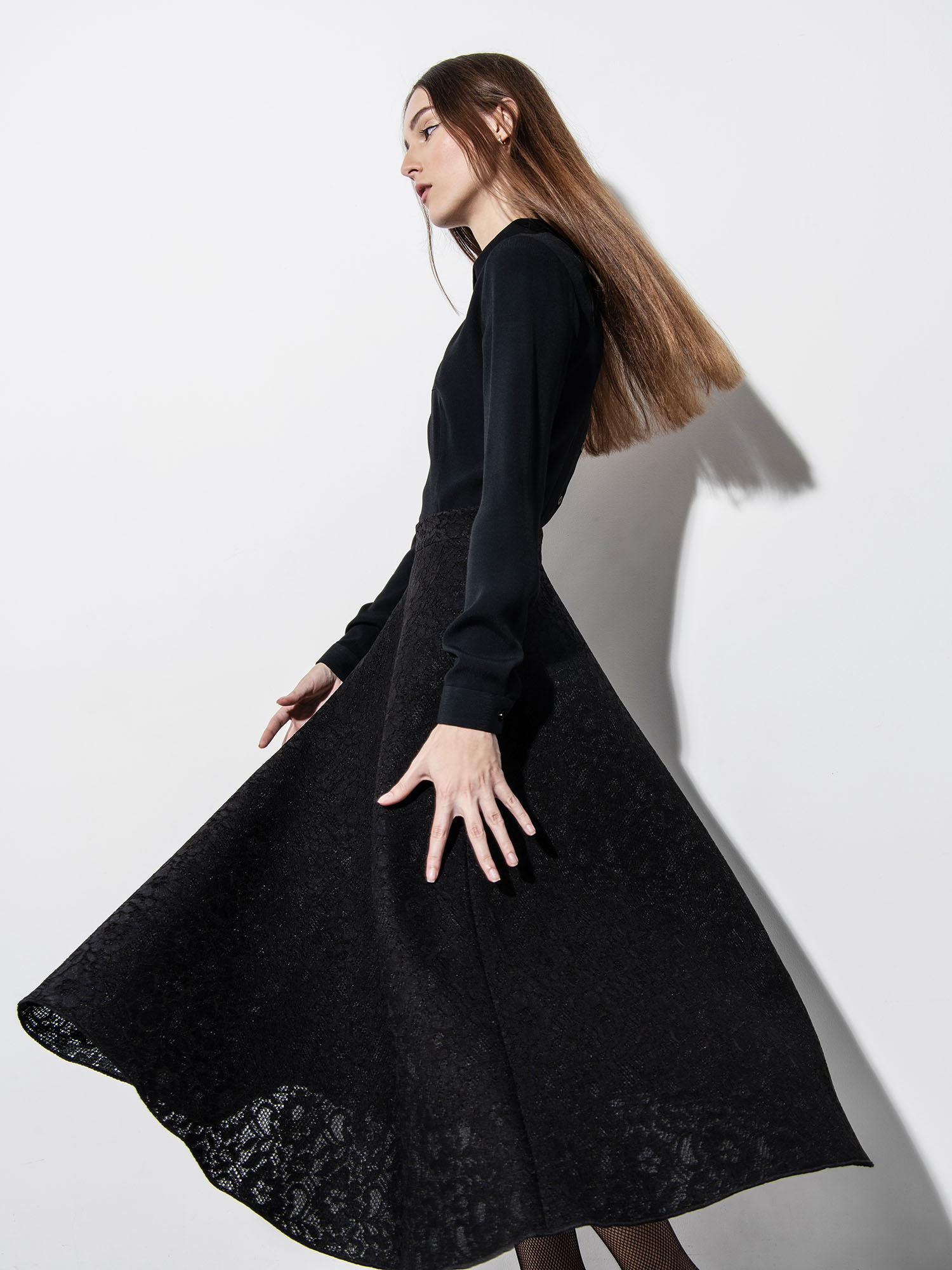 Black midi lace skirt • Sassa Björg