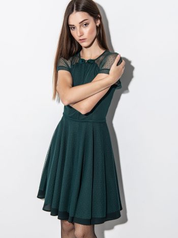 Green dotted tulle dress main • Sassa Björg