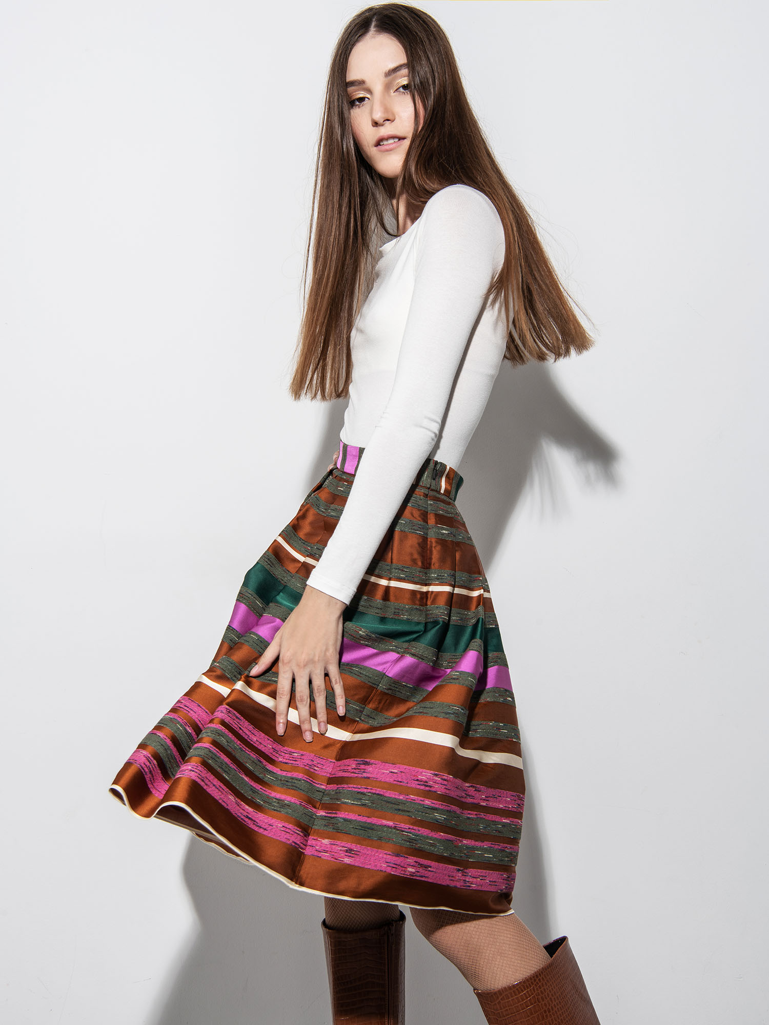 Jacquard striped and pleated skirt • Sassa Björg