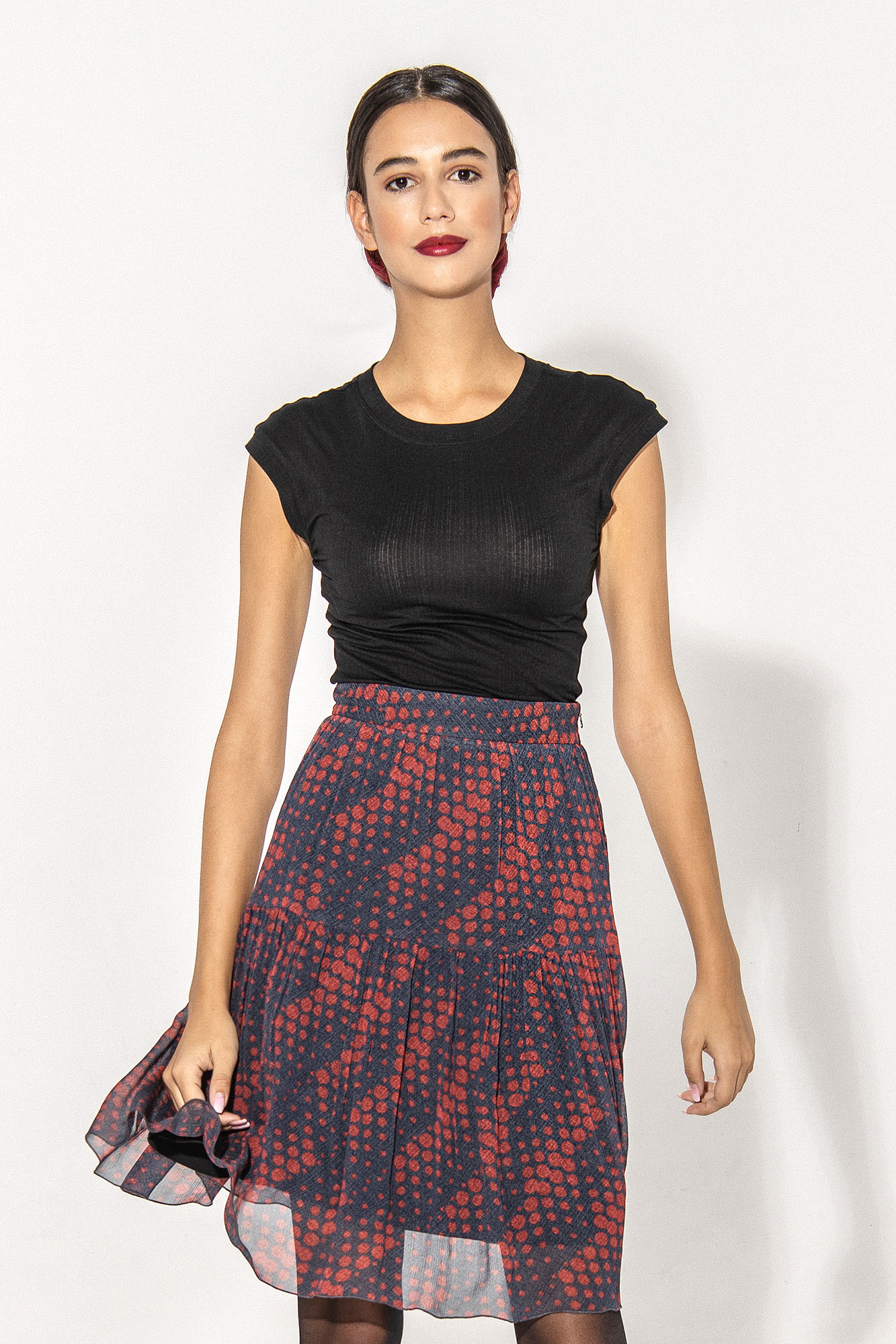 Mini tiered skirt with dots with t shirt crop • Sassa Björg