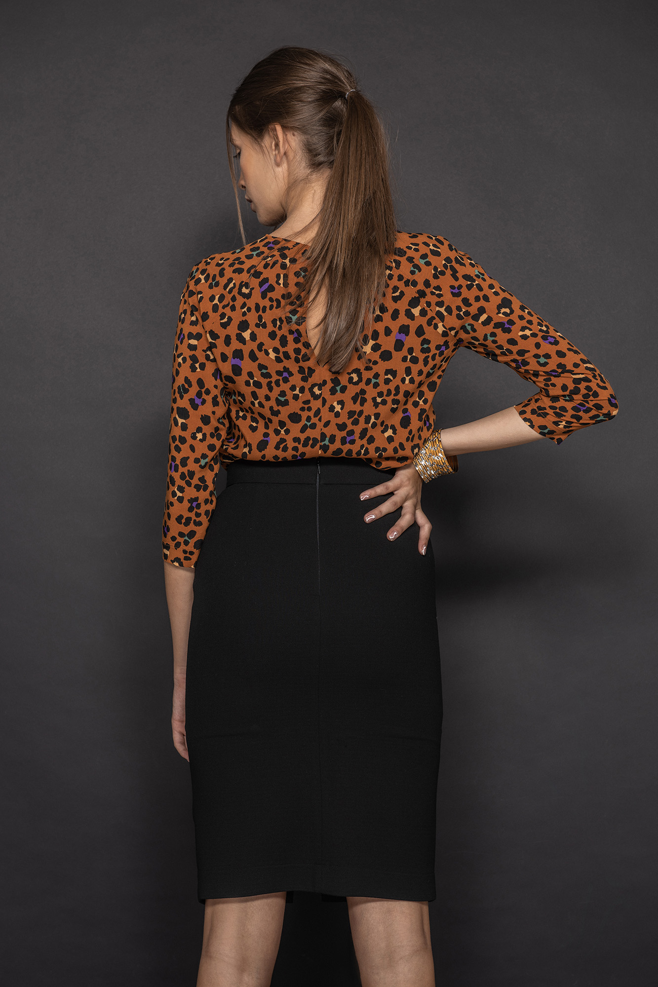 stylized leopard print blouse back • Sassa Björg