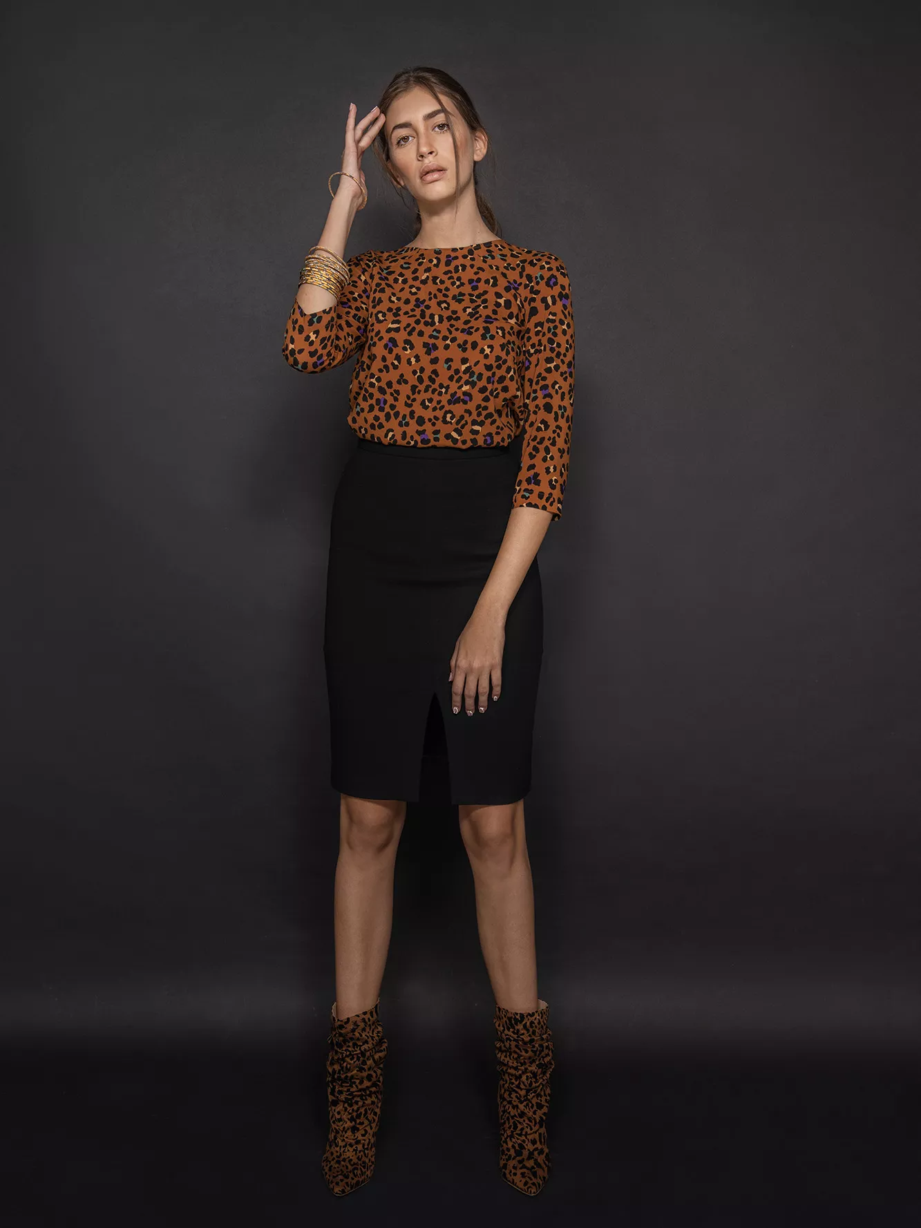 stylized leopard print blouse front uai • Sassa Björg