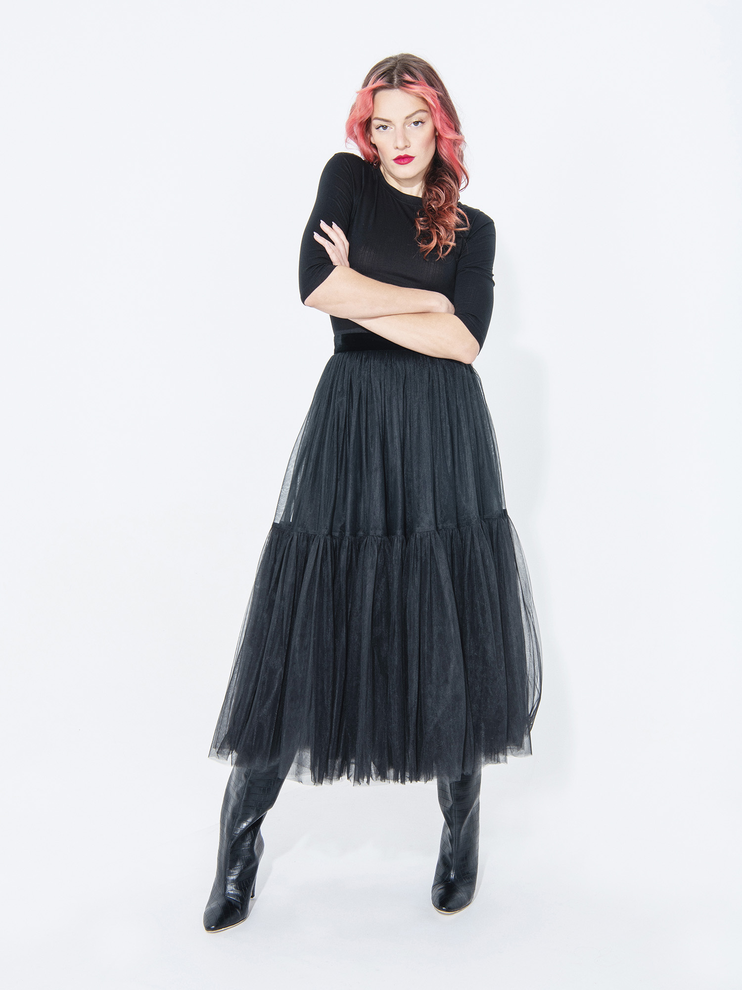Black swan tulle skirt front • Sassa Björg