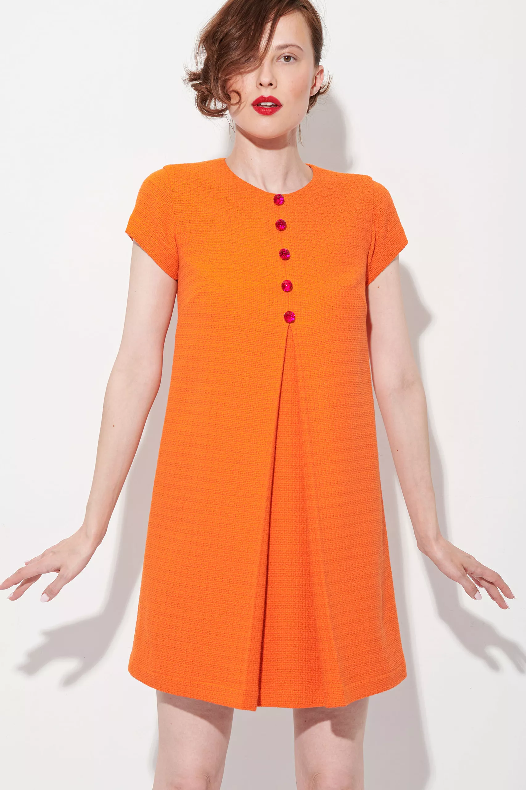 baby doll orange dress with buttons crop uai • Sassa Björg