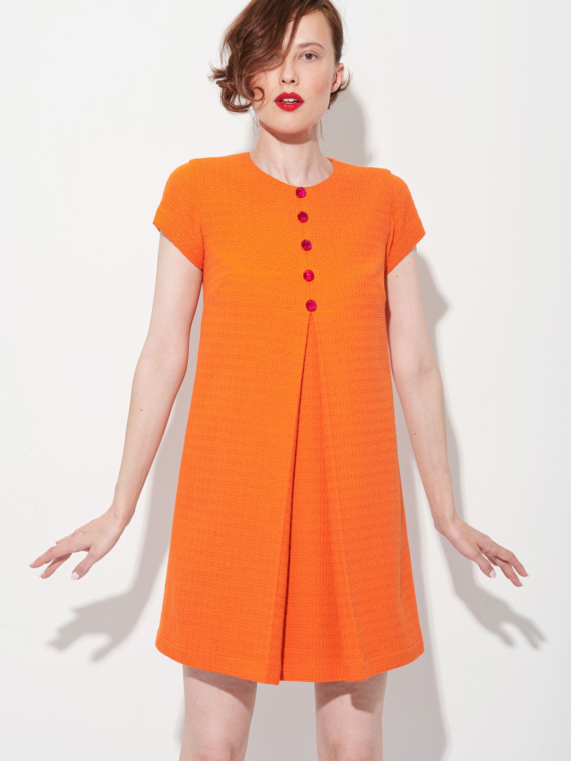 baby doll orange dress with buttons crop • Sassa Björg
