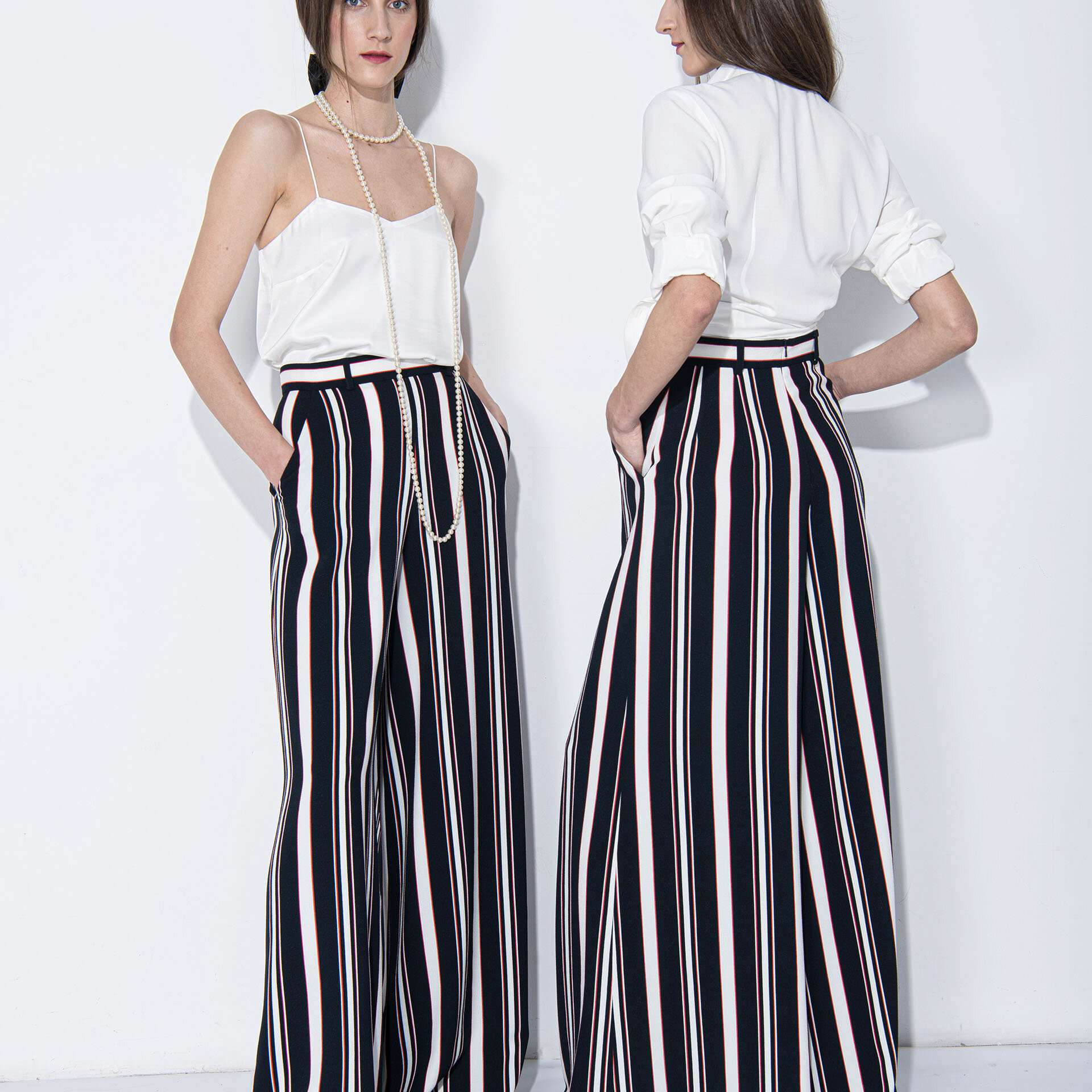 wide leg pants sea pattern stripes twins uai • Sassa Björg