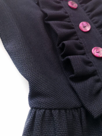 Navy blue dress w ruffles and bow fabric • Sassa Björg