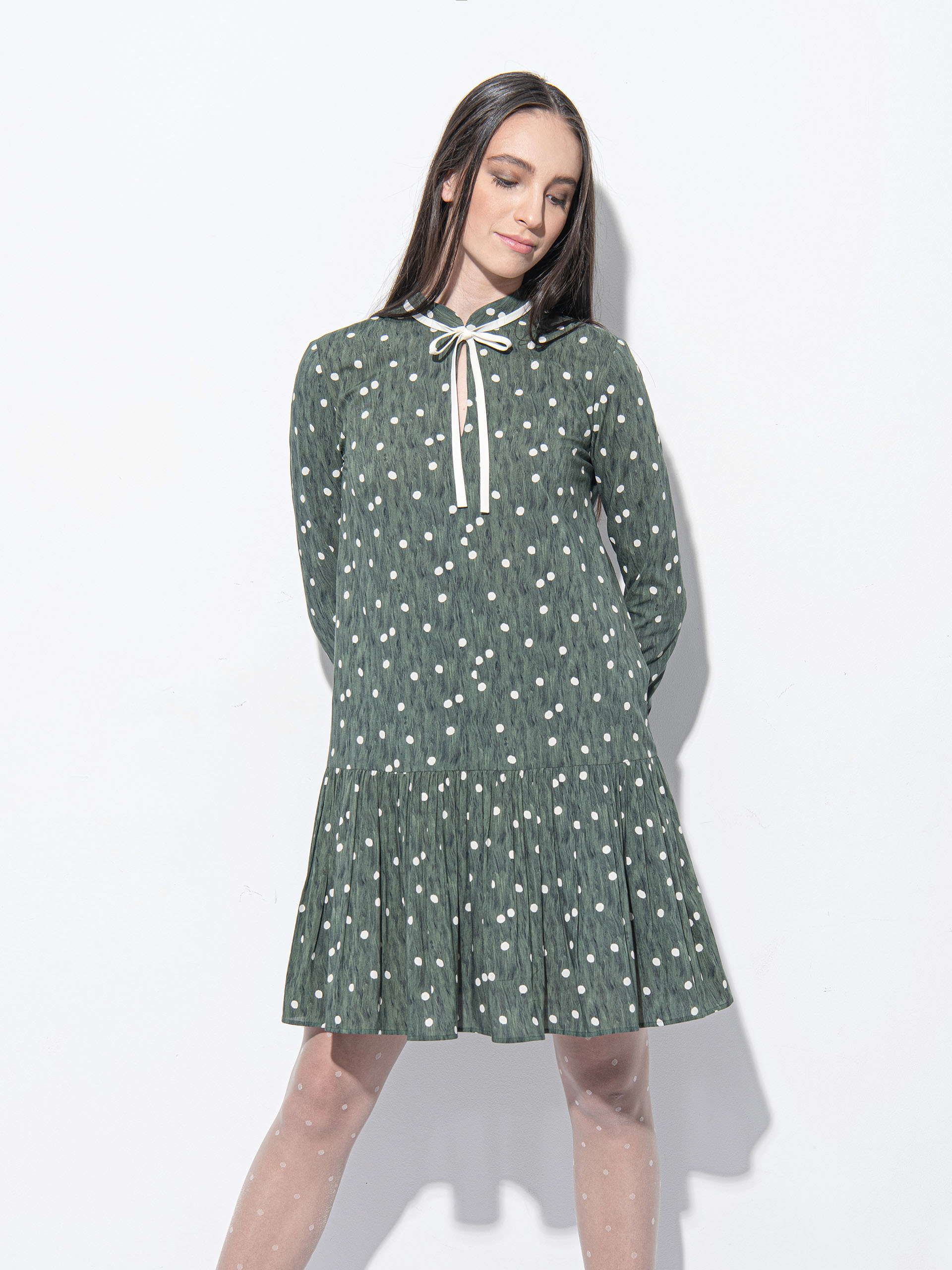 Playful green wavy pattern dress • Sassa Björg