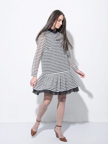 Playful see through striped dress twirl • Sassa Björg