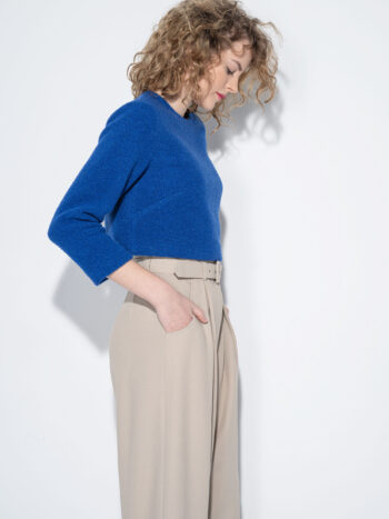royal blue wool boucle crop top side crop 1 • Sassa Björg