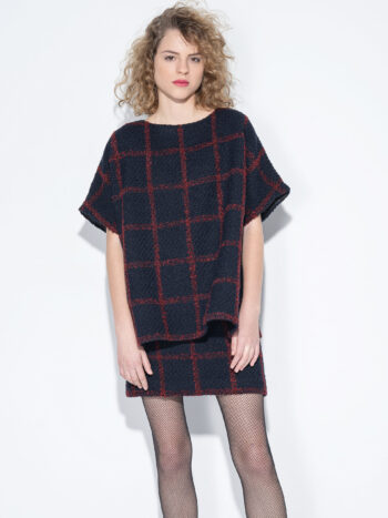 checkered skirt wool blend boucle featured • Sassa Björg