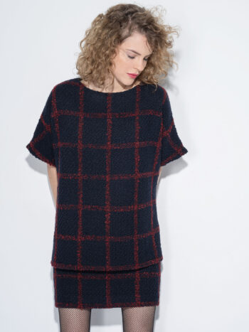 checkered skirt wool blend boucle front • Sassa Björg