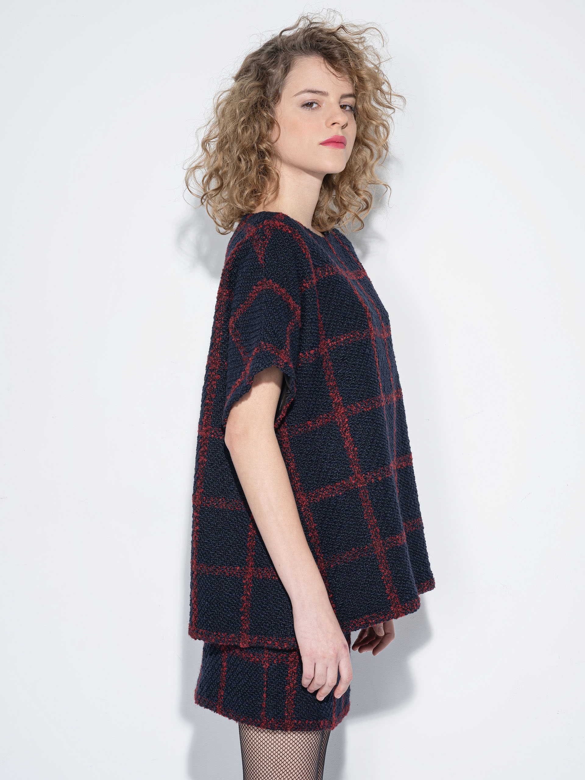 checkered top wool blend boucle side crop • Sassa Björg