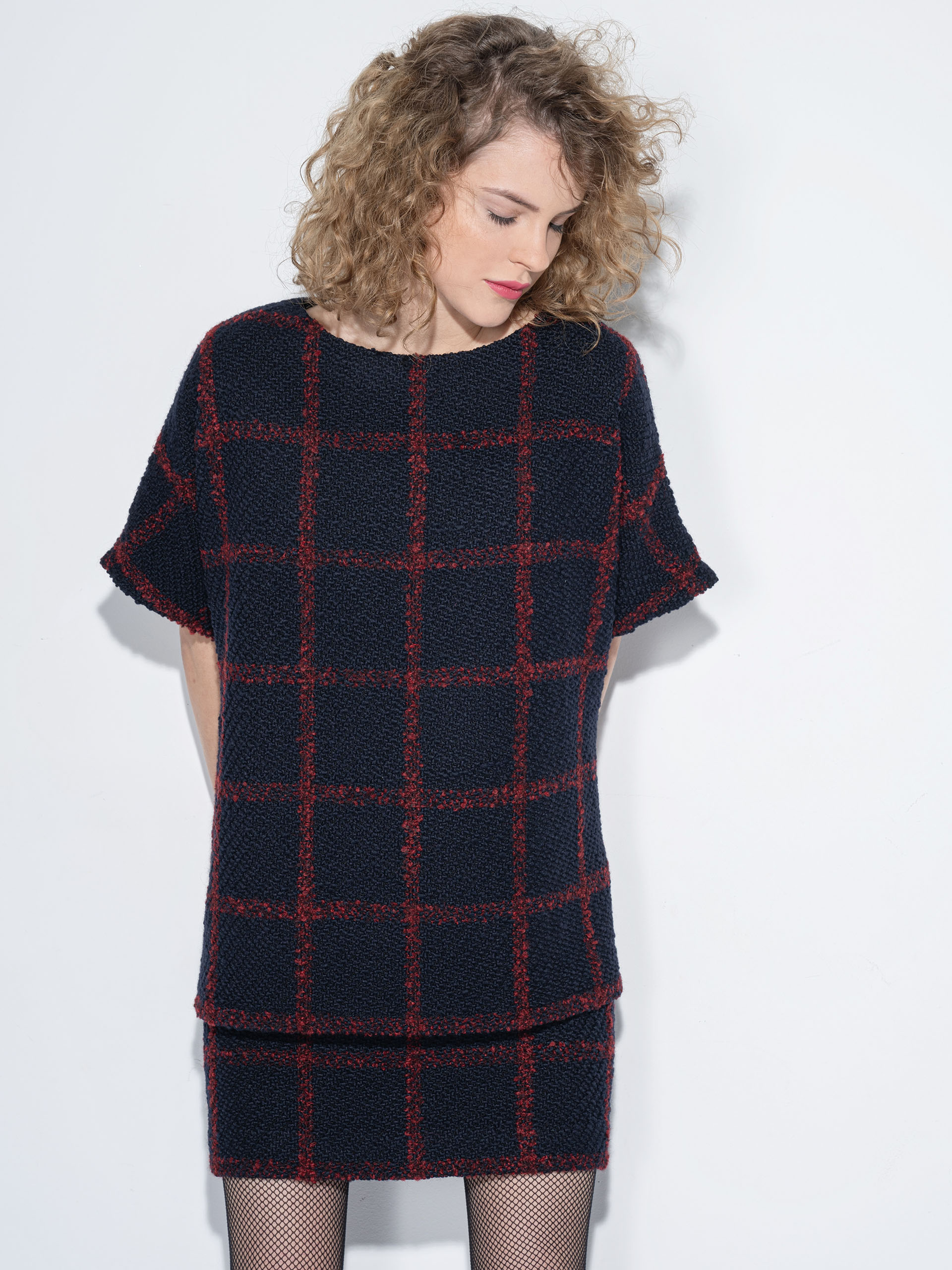 checkered top wool blend boucle • Sassa Björg