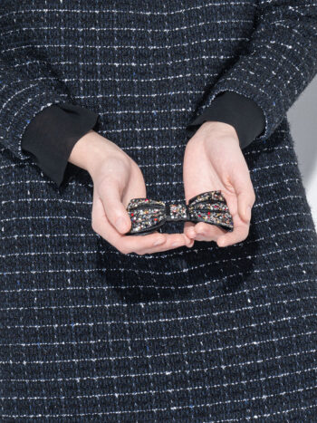 cotton boucle dress with bow close up • Sassa Björg