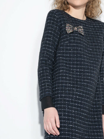cotton boucle dress with bow crop • Sassa Björg