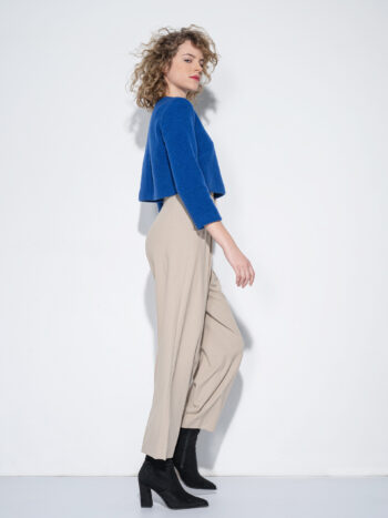 royal blue wool boucle crop top side • Sassa Björg