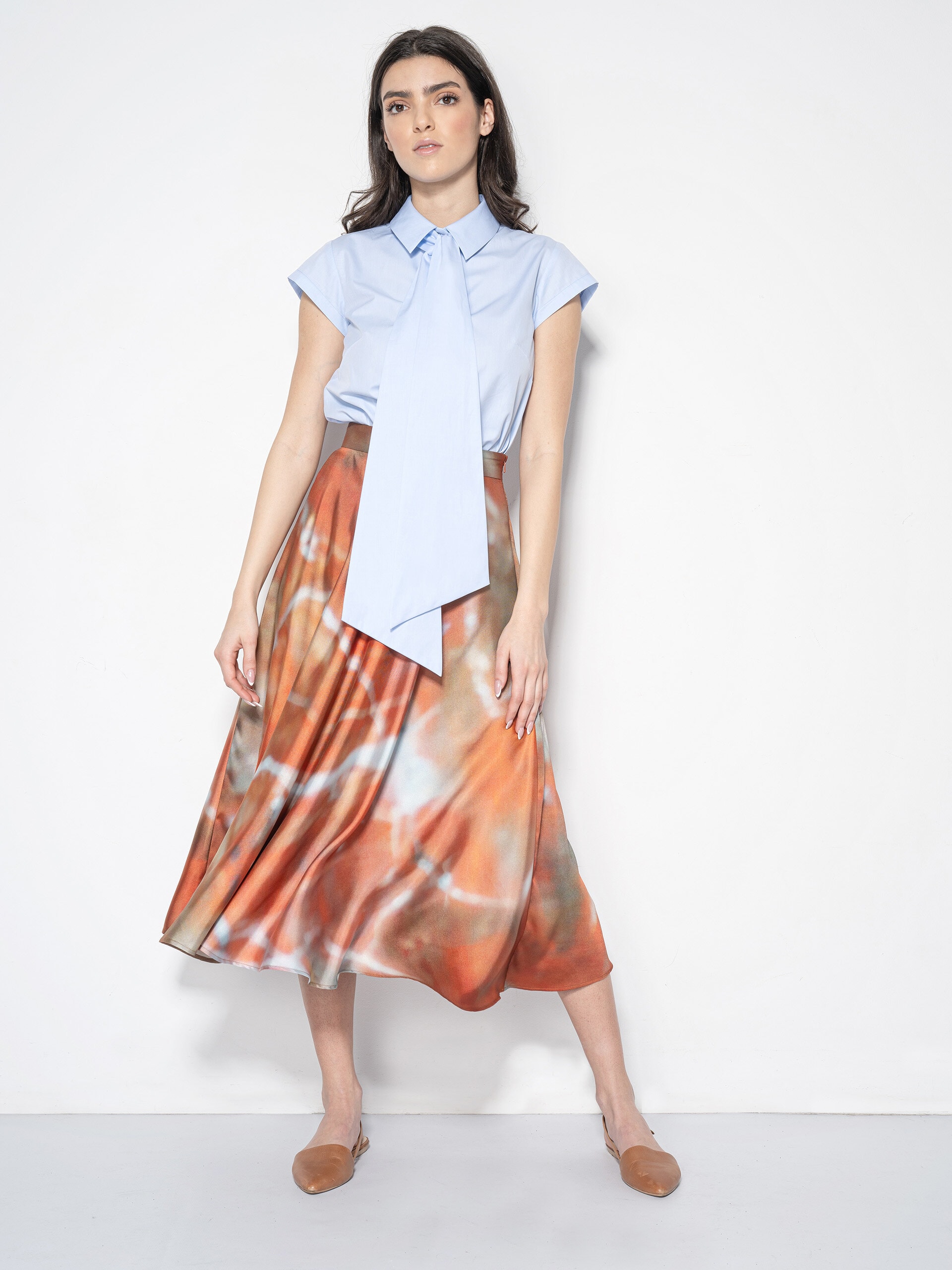 midi skirt abstract rusty pattern bow • Sassa Björg