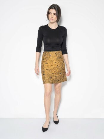 mini skirt gold jacquard pattern full • Sassa Björg
