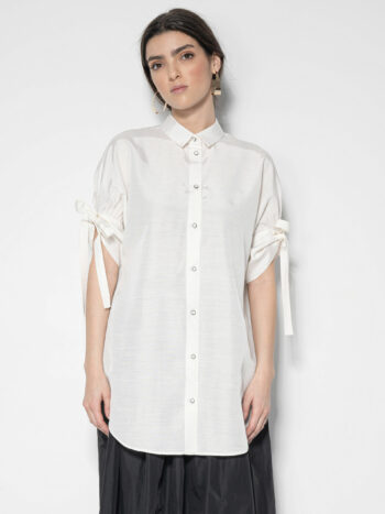 oversized shirt w bow sleeve crop • Sassa Björg