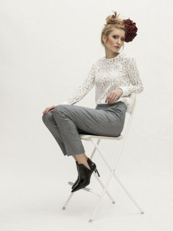 white lace blouse legs up • Sassa Björg