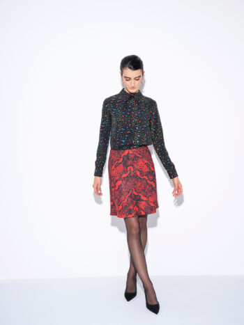 blouse w collar and sleeve cuffs leopard • Sassa Björg