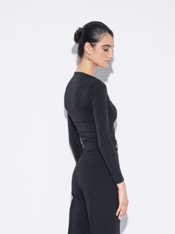 boatneck blouse black long sleeve back • Sassa Björg