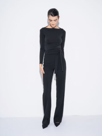 boatneck blouse black long sleeve full • Sassa Björg