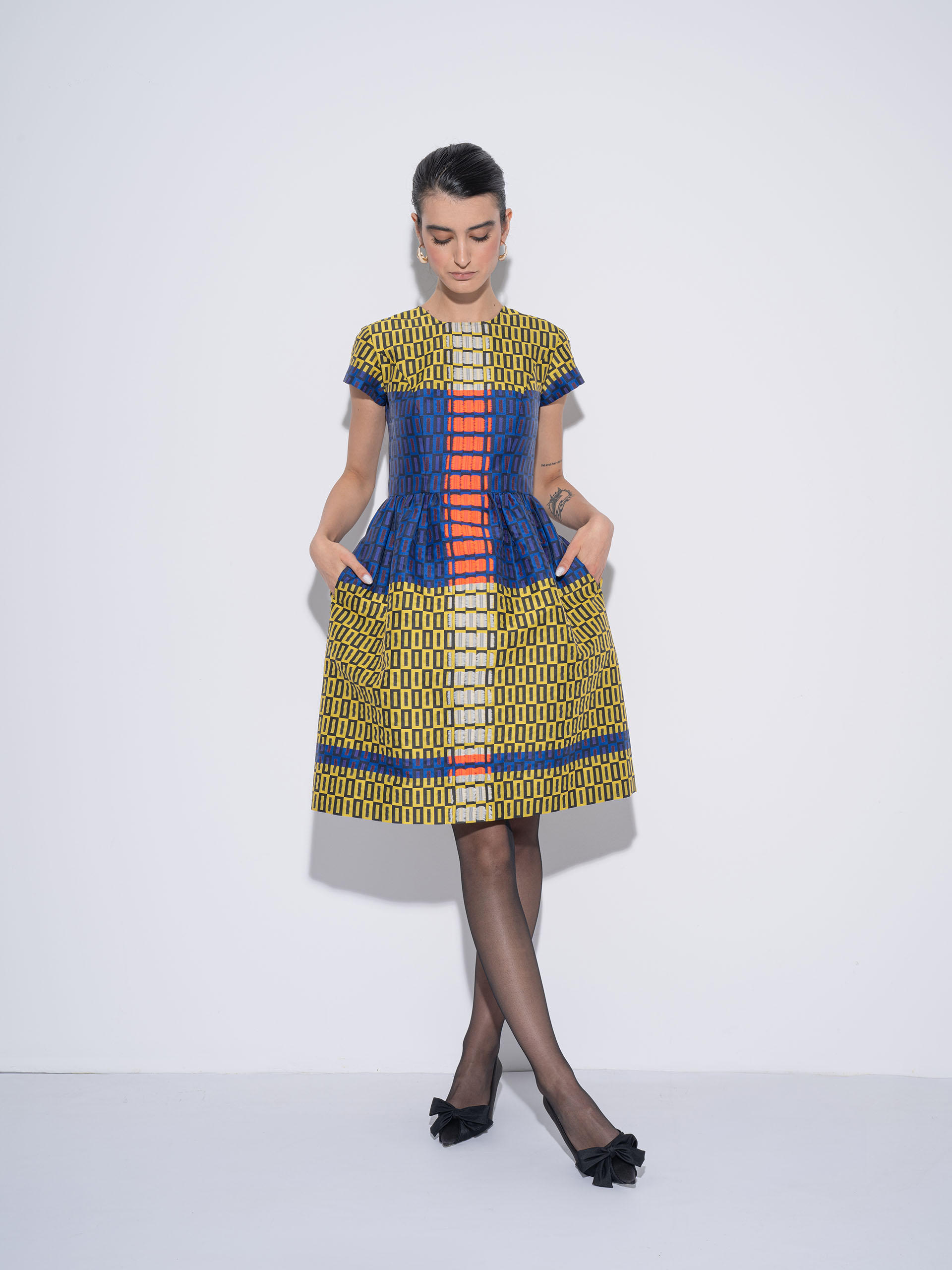 jacquard tiles dress front • Sassa Björg