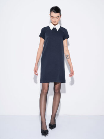 navy blue casual dress w collar • Sassa Björg