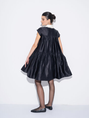 tiered dress black and blue sheen back • Sassa Björg