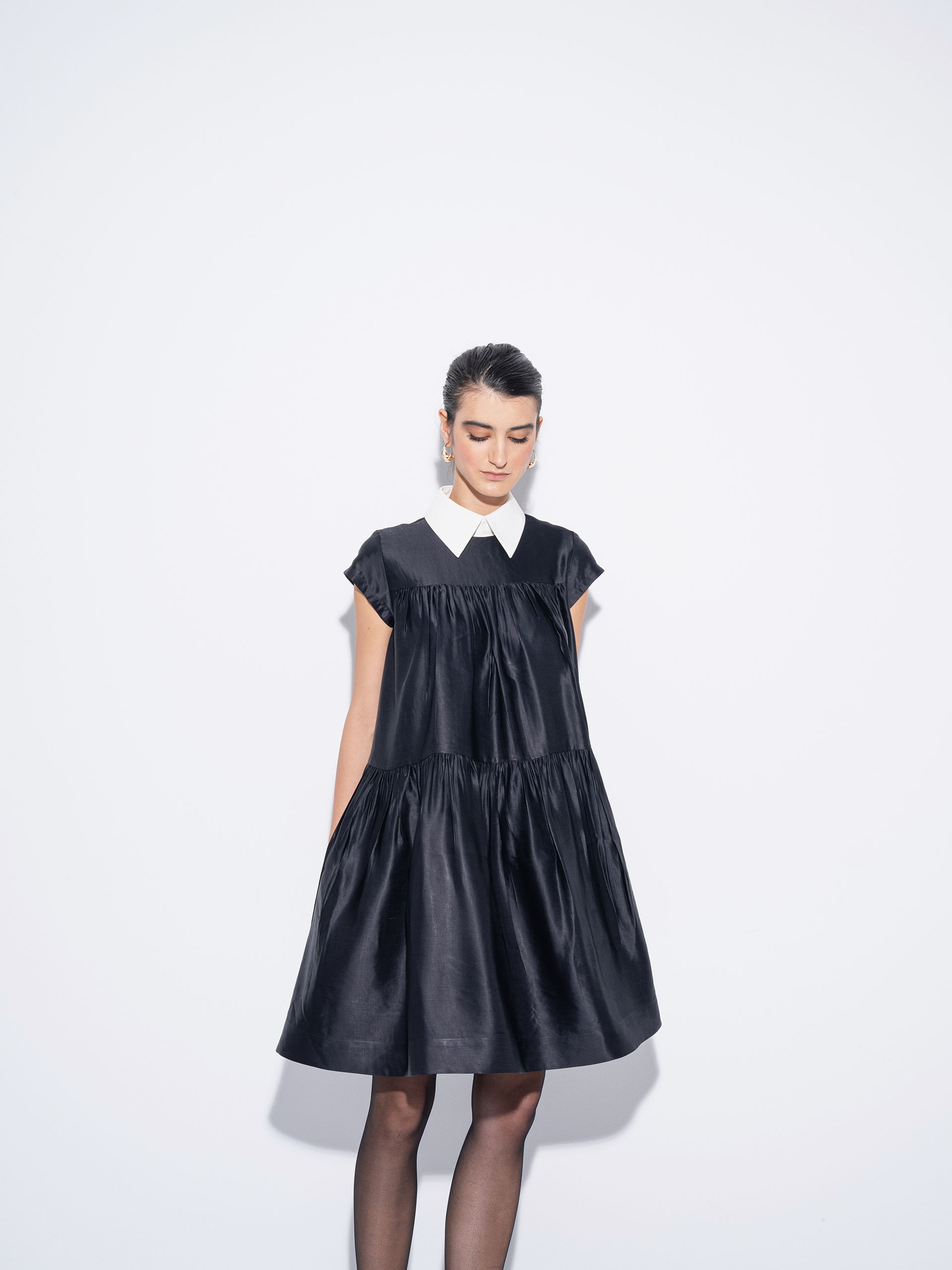 tiered dress black and blue sheen crop • Sassa Björg