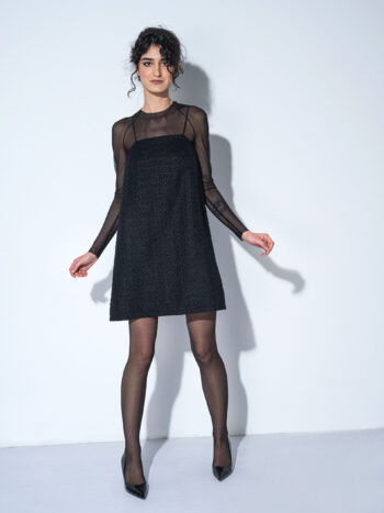 black tweed pinafore dress • Sassa Björg