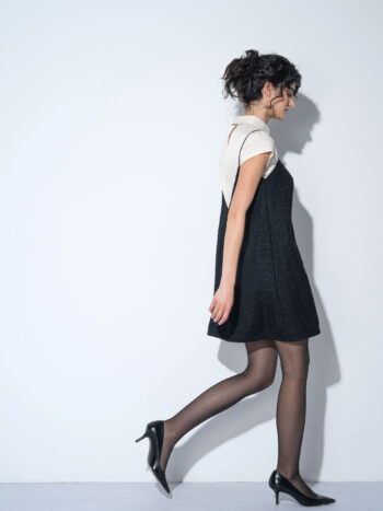 black tweed pinafore dress side • Sassa Björg