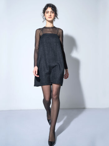 black tweed pinafore dress walking crop • Sassa Björg