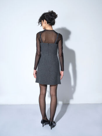 charcoal fitted pinafore dress back • Sassa Björg