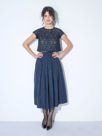 gathered taffeta skirt navy blue • Sassa Björg