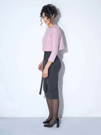 grey pencil skirt high waist side • Sassa Björg