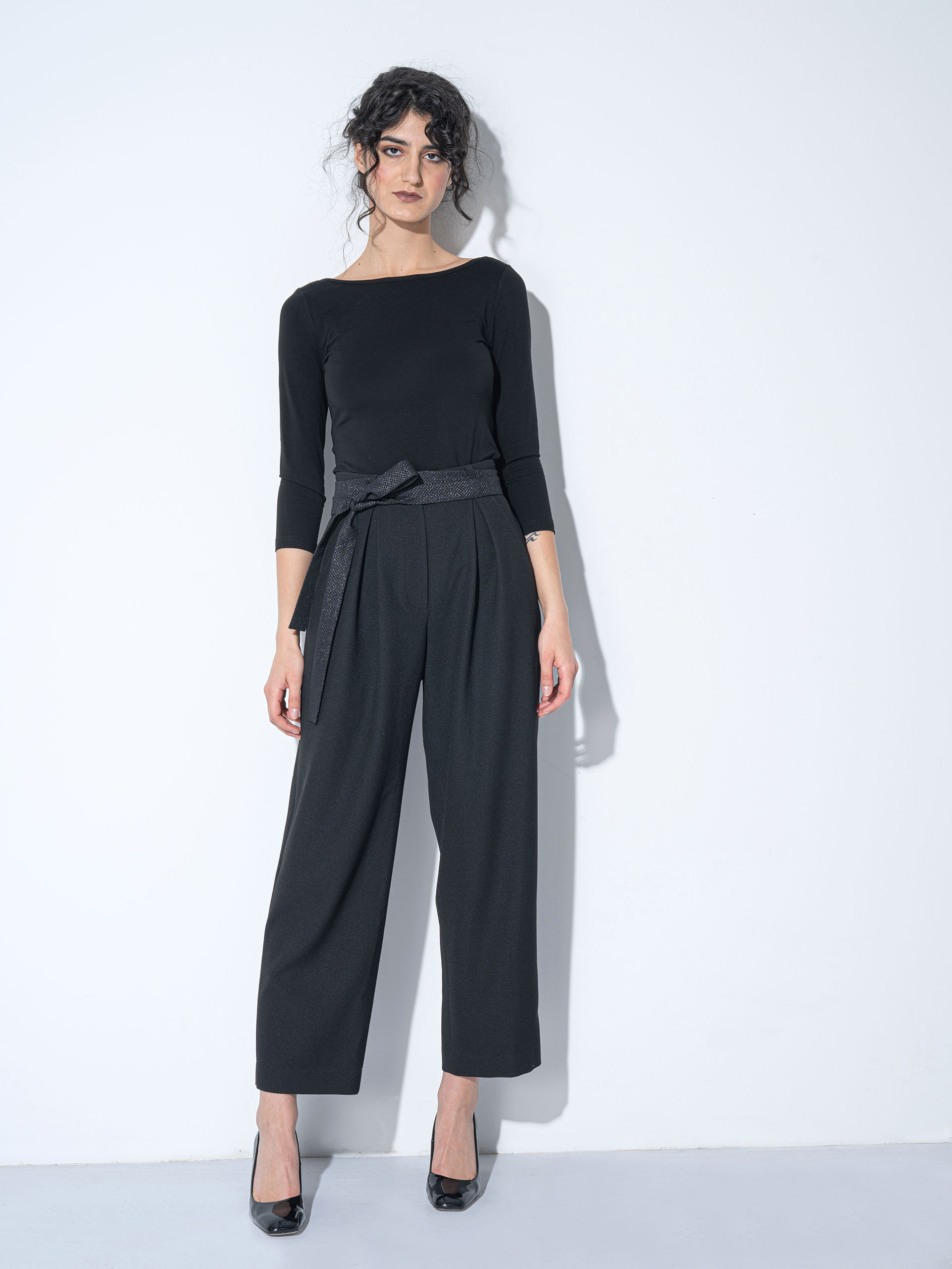 high rise black pleated pants • Sassa Björg
