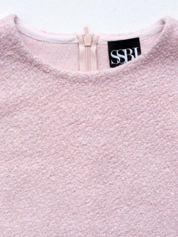 pink boucle crop top closeup • Sassa Björg