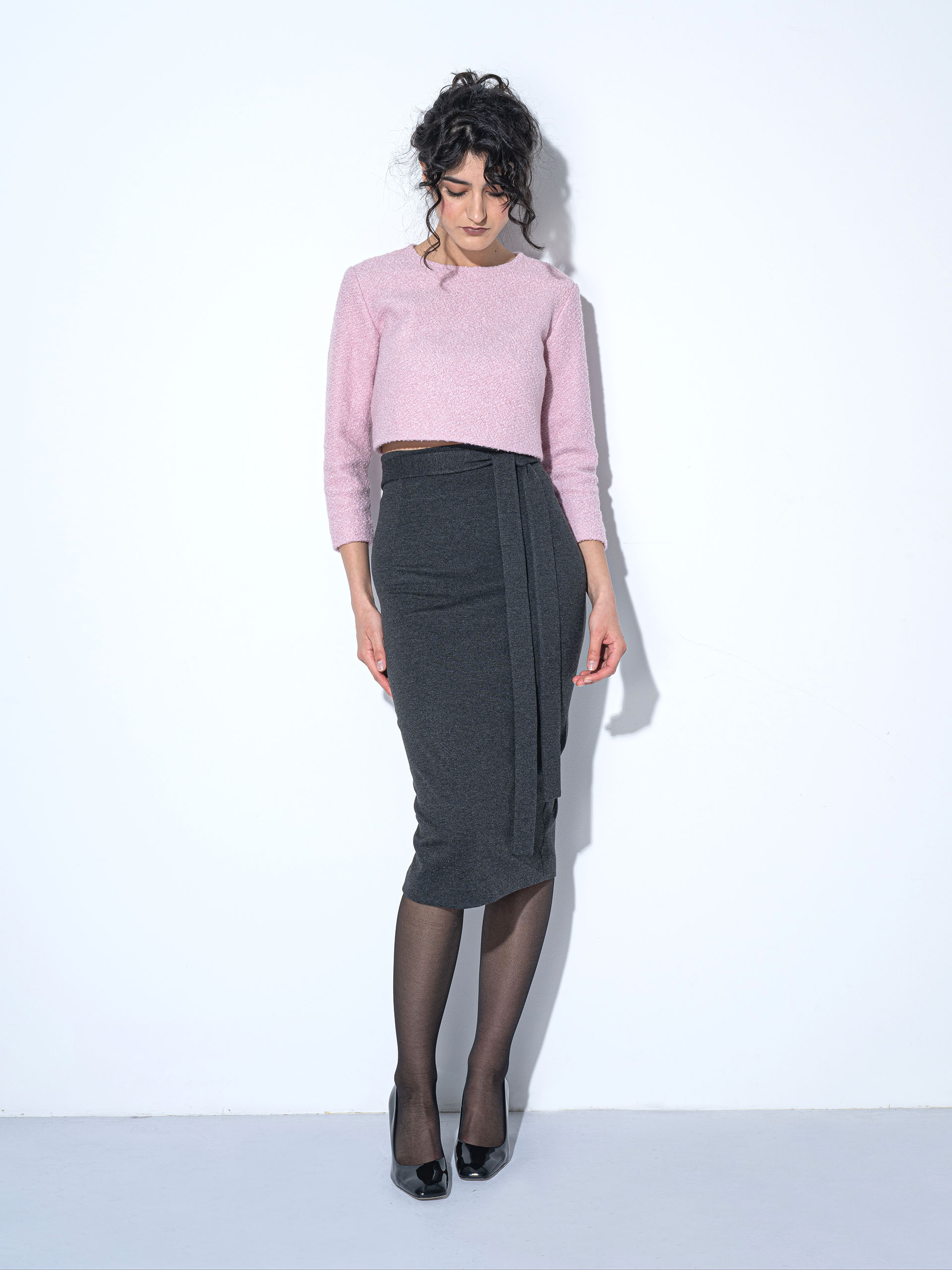 pink boucle crop top front • Sassa Björg