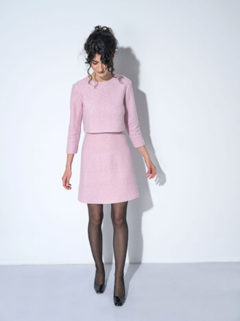 powder pink boucle skirt front • Sassa Björg