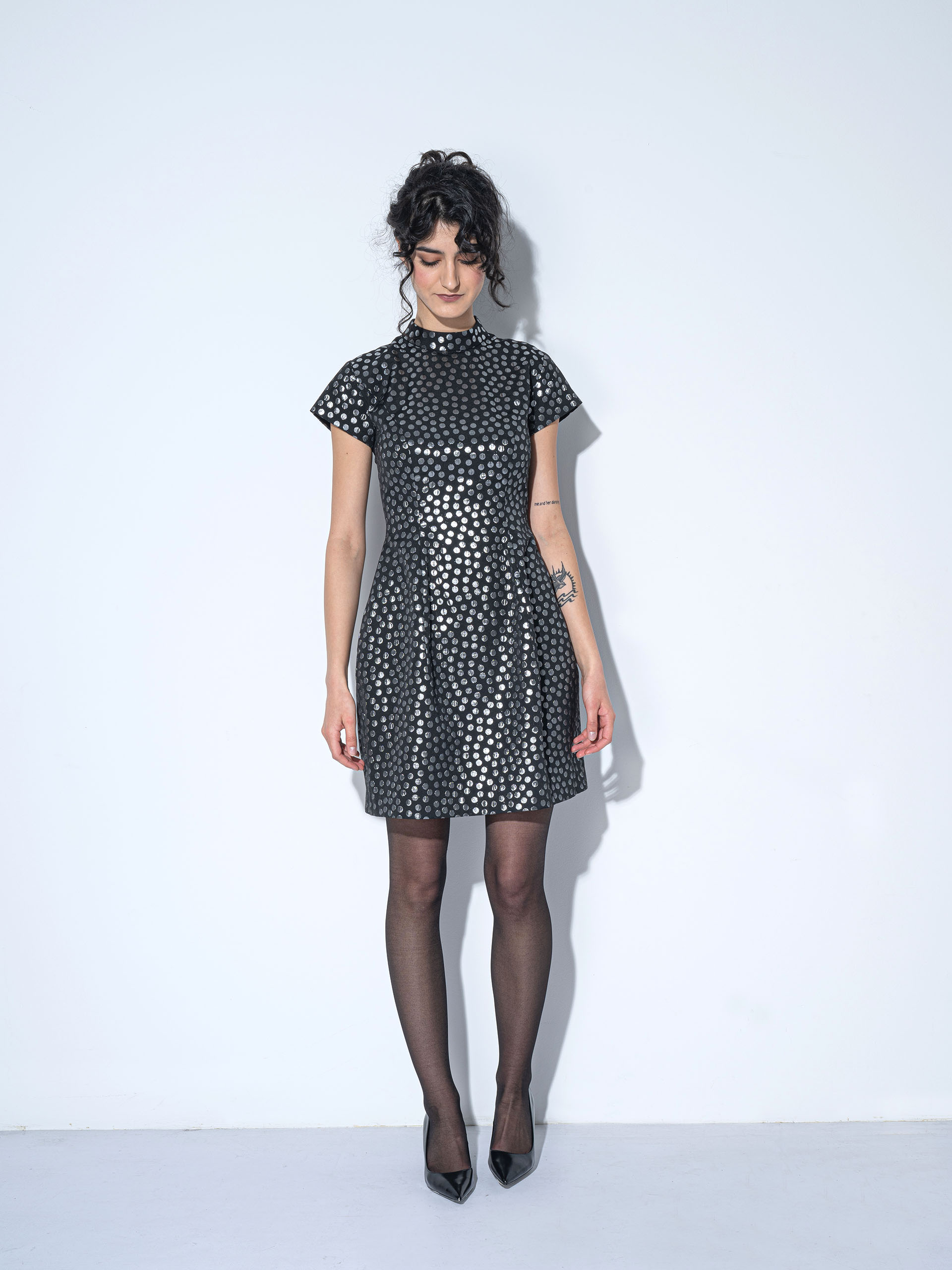silver disco dress front • Sassa Björg