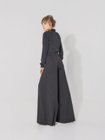 wide leg jersey pants black back • Sassa Björg