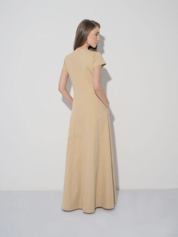 casual maxi dress cotton beige back • Sassa Björg