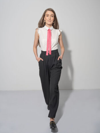 embroidered blouse back buttons walking • Sassa Björg