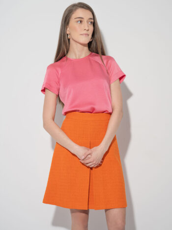 mini tweed skirt box pleat orange crop • Sassa Björg