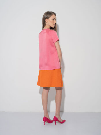salmon pink textured blouse back • Sassa Björg
