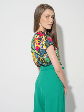 shamrock green pleated pants w belt back • Sassa Björg